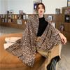 Cachecol Elegante de Caxemira Imitada de Inverno para Mulheres Lenço Estampa de Leopardo Envoltório Xale Estolas