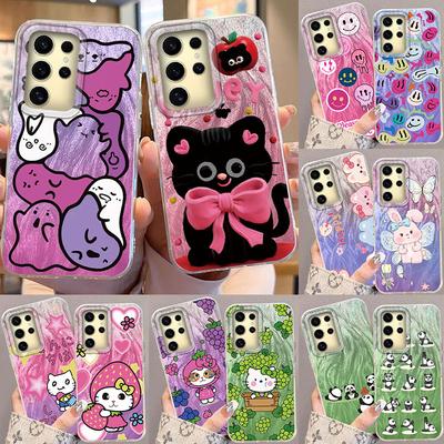 Case For Samsung Galaxy A56 S24 S25 Plus Ultra A15 A25 A55 A35 A16 A26 A36 5G Phone Cover Cartoon Cat Panda Pattern Soft Bumper