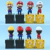 4Pcs/Set Super Mario Bros Figure Mario Wario Pvc Action Dolls With Question Block Bricks For Kids Fans Gift