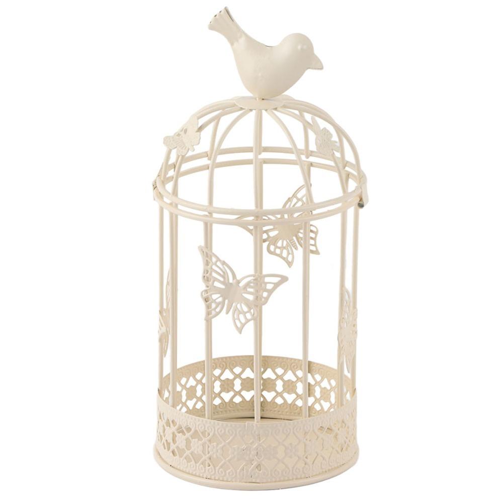 Iron European Retro Table Candlestick Birdcage Bird Ornament Decorative Candlestick Café Interior белый
