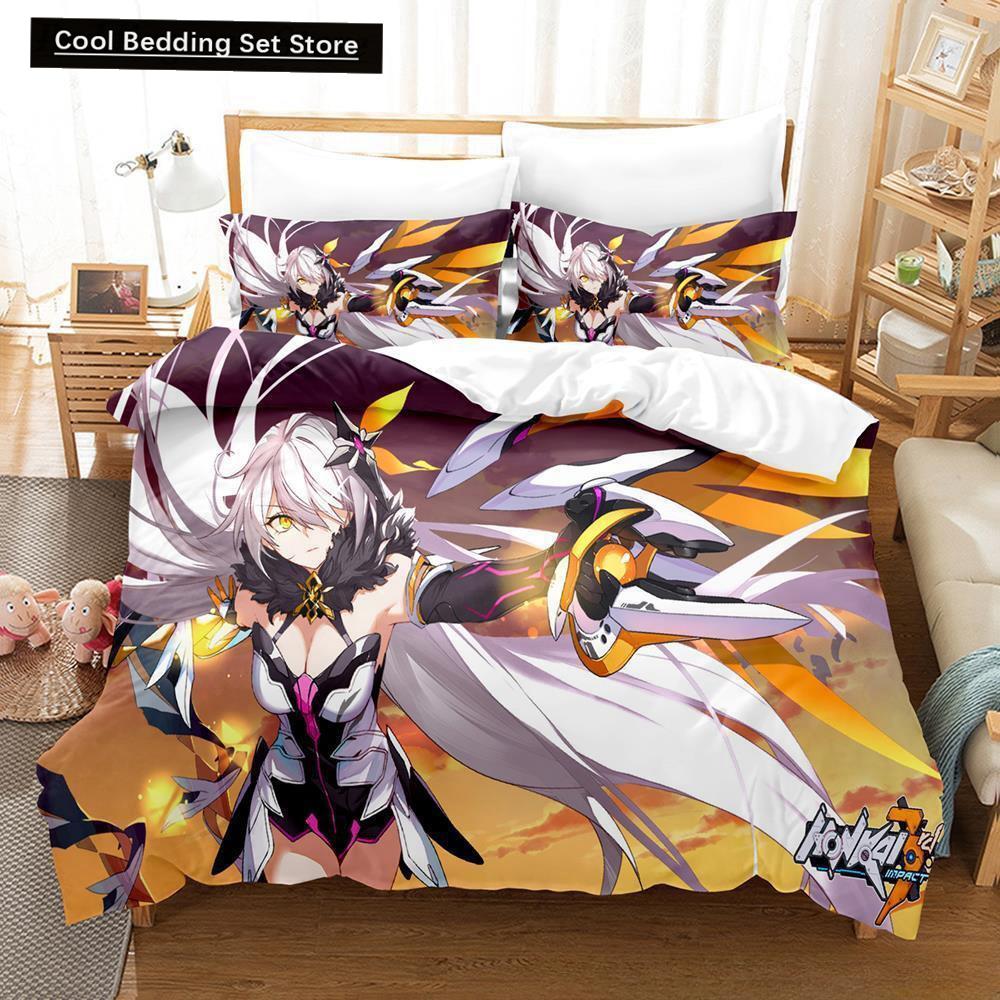 Spel Honkai Impact 3 Sängkläder Set Enkelsäng Tvilling Full Queen King Size Sängset Vuxen Barn Sovrum Påslakanset Anime Lakan Set