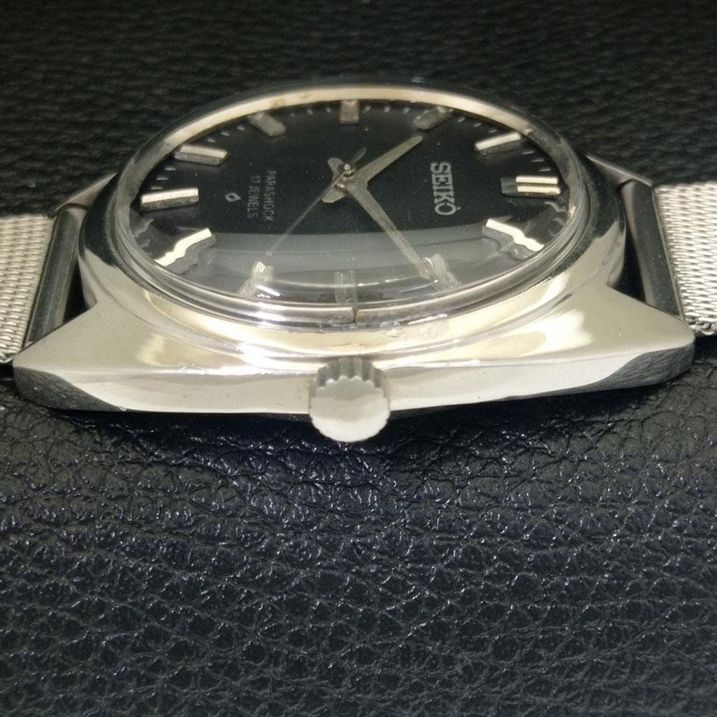 JAPAN VINTAGE SEIKO HAND-WINDING 66B MENS BLACK COLOR DIAL WATCH a703918-1 R213g-a703918
