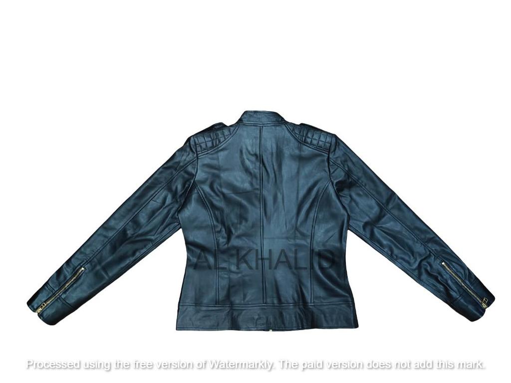 AL KHALID Real Soft Black Lambskin Leather Motorcycle Style Women's Jacket Biker Stylish