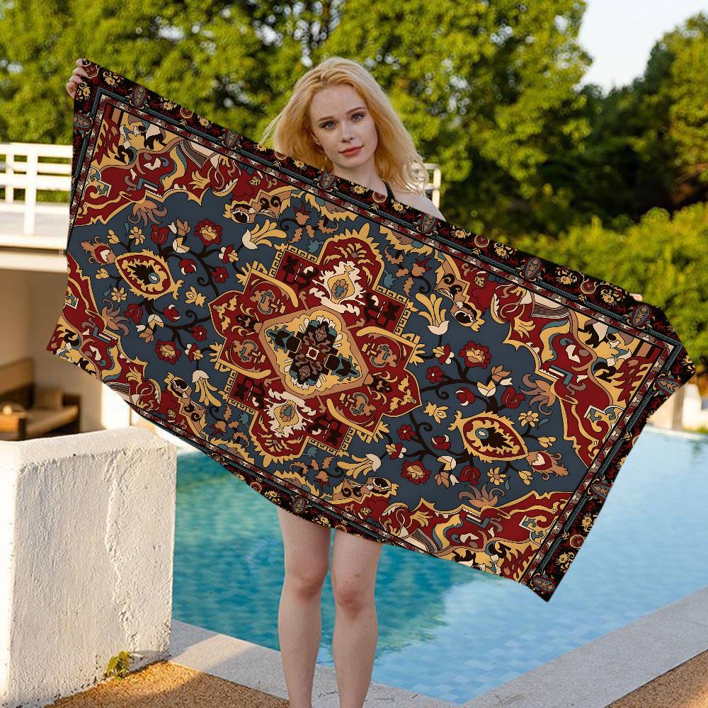 Mysterious Red Persian Microfiber Beach Towel Absorbent Quick Dry Soft Yoga Swimming Resort Mountain Climbing Towel