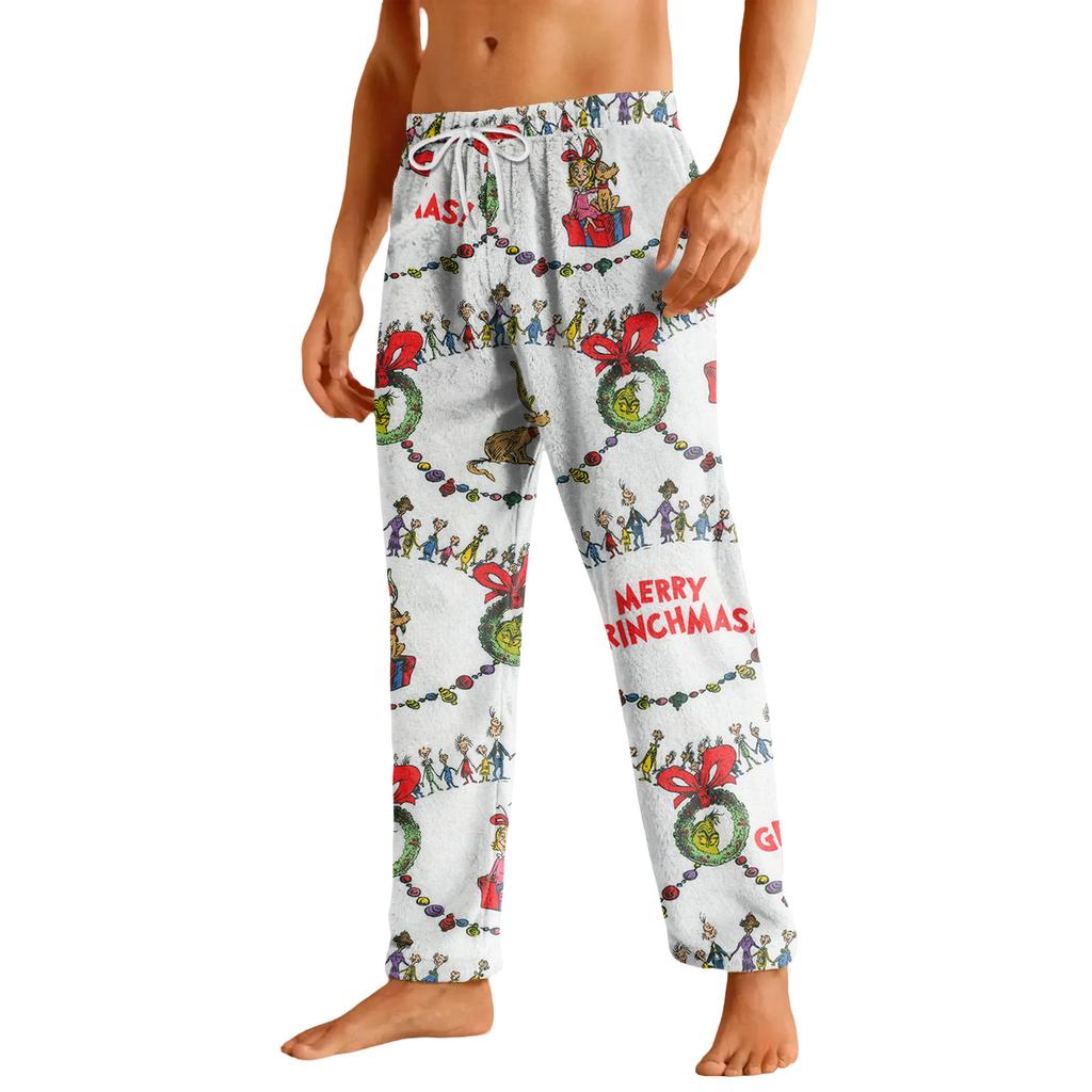 Men's Drawstring Pocket Flannel Casual Pants