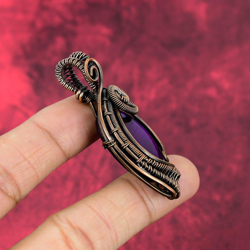 Purple Fire Labradorite Pendant Copper Wire Wrapped Pendant Handmade Labradorite Jewelry Gemstone Pendant Copper Wire Jewelry Gifts For Her