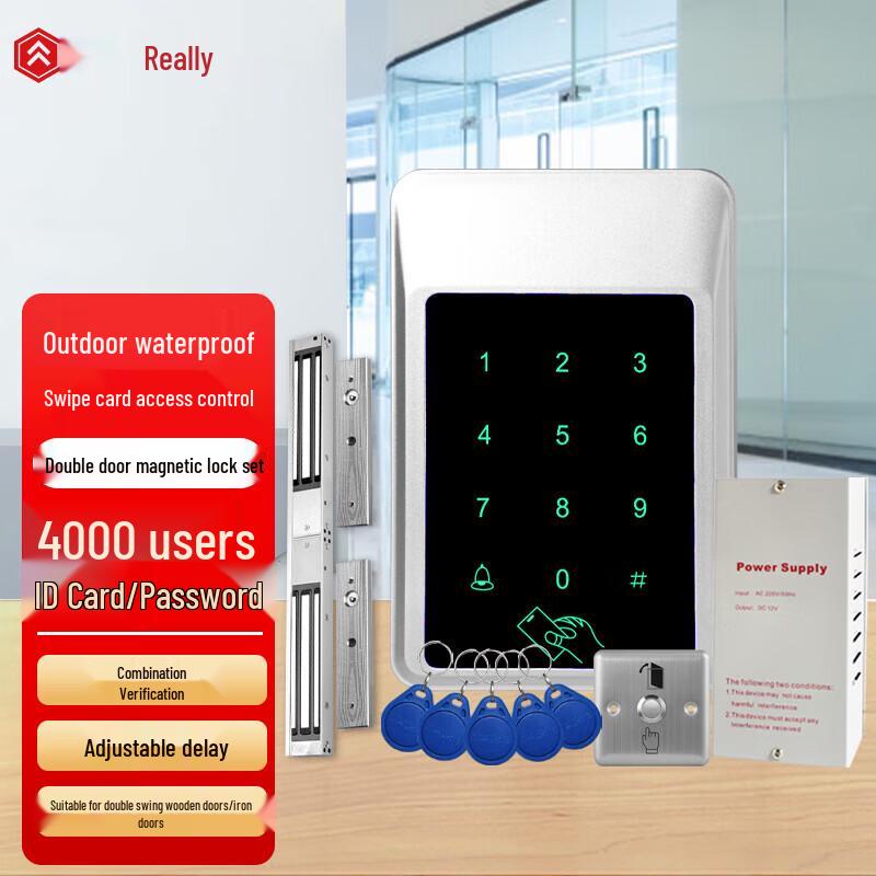 Realand Outdoor Waterproof Card Access Control System with Magnetic Lock CN plug (adapter included)