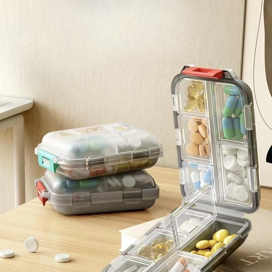 Travel Pill Organizer - 10 Compartments Pill Case, Compact and Portable Pill Box, Perfect for On-The-Go Storage, Pill Holder for Purse