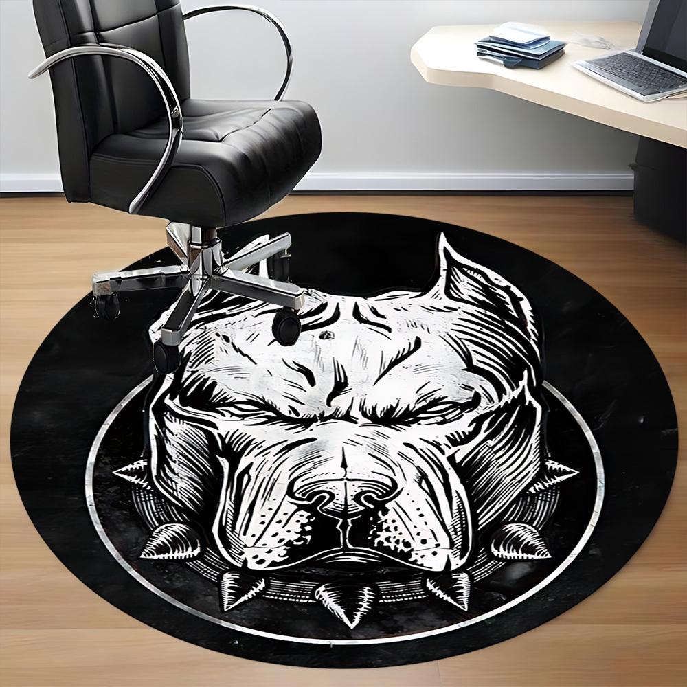1pc Pitbull Emblem Office Round Area Rug, Under Office Chairs Bedroom Living Room Home Decor, Room Deco