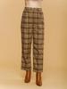 NEWIN High-Waisted Button-Up Straight Check Pants