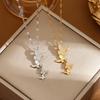 Elegant Butterfly Pendant Necklace for Ladies Exquisite High-End Stainless Steel Jewelry for Party Birthday Gift