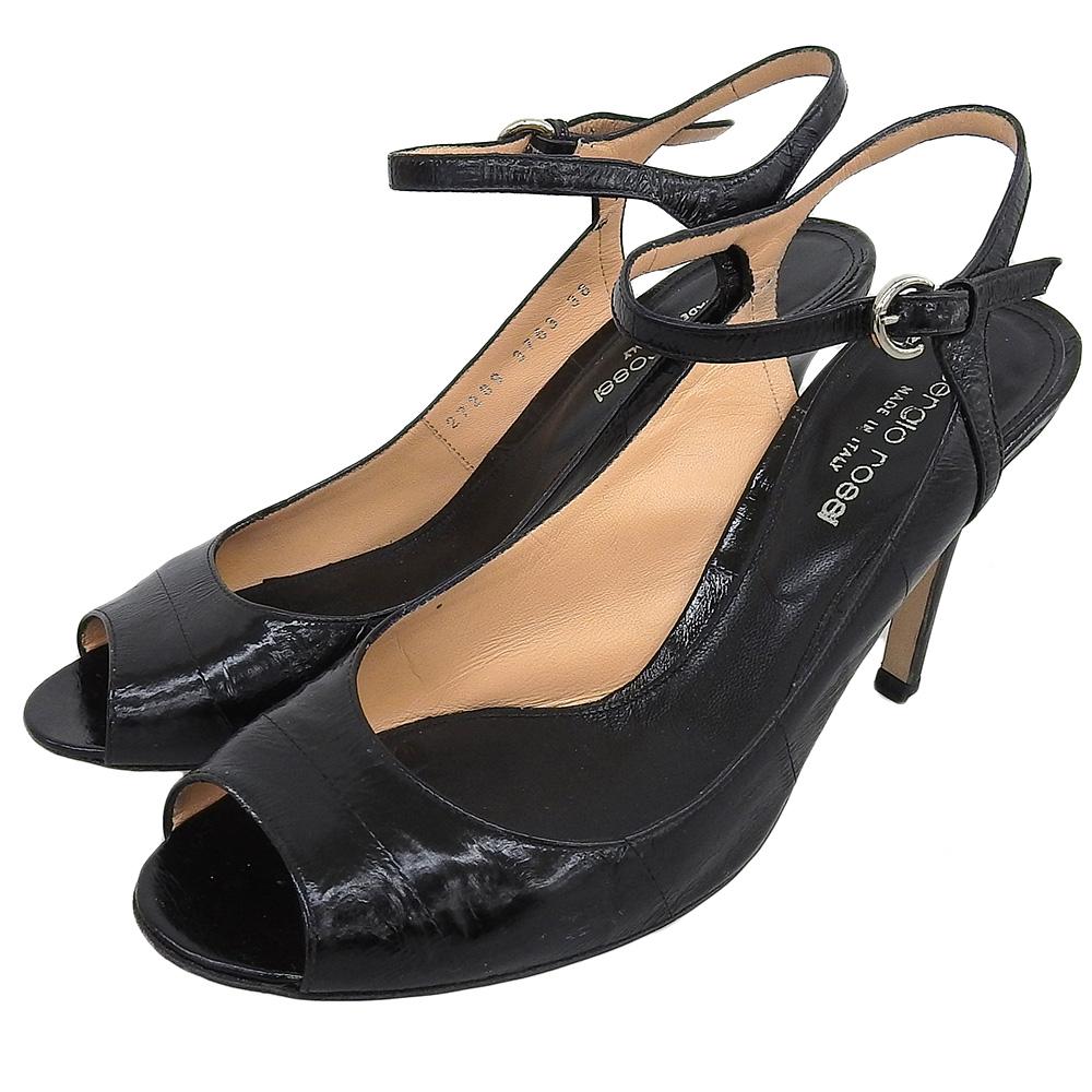 Sergio Rossi Leather ankle strap pumps for women, black, size 38 shoes 38 blackUsed