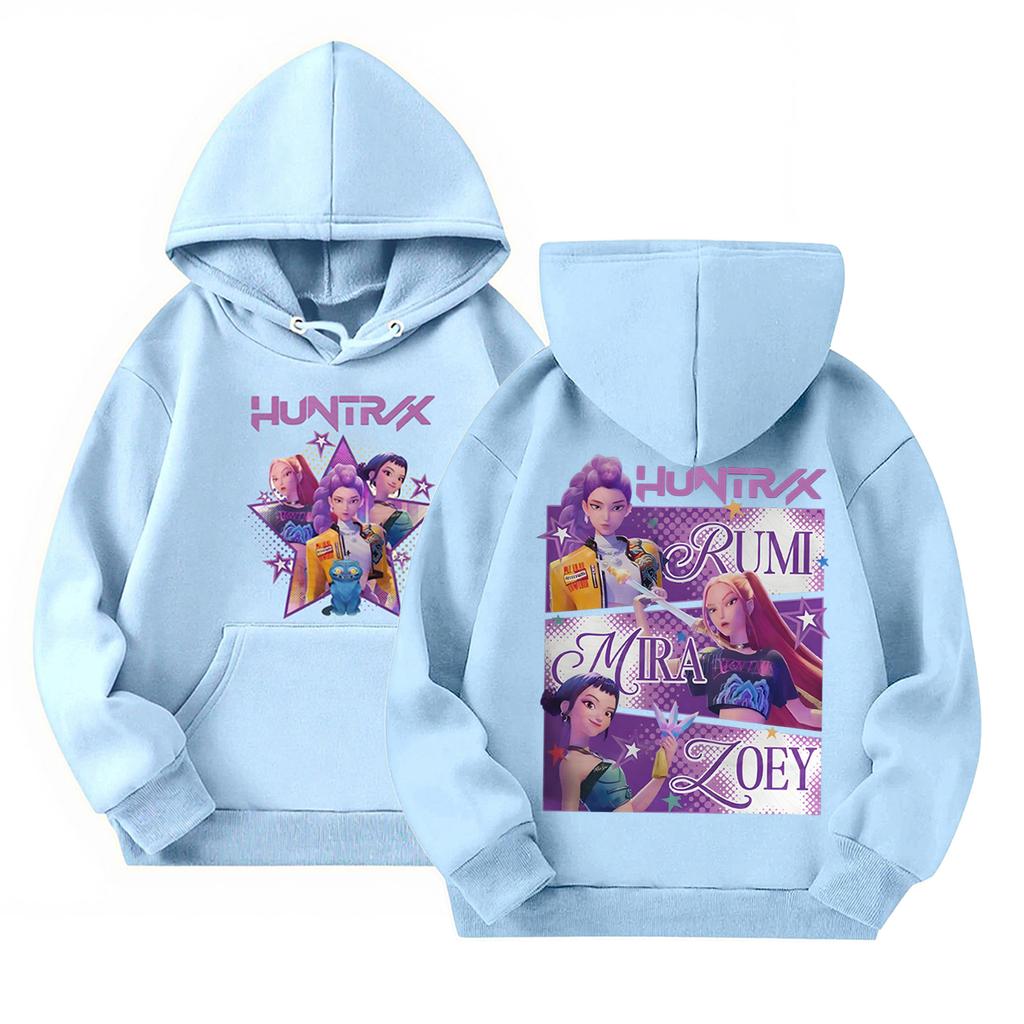 Dětská ležérní mikina s kulatým výstřihem a potiskem, s dlouhým rukávem a kapucí