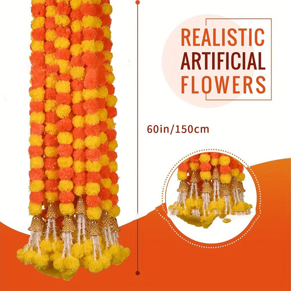 Pooja Diwali Fiesta Marigold Garland 1.5m Artificial Flower Garland  for Halloween Day of The Dead