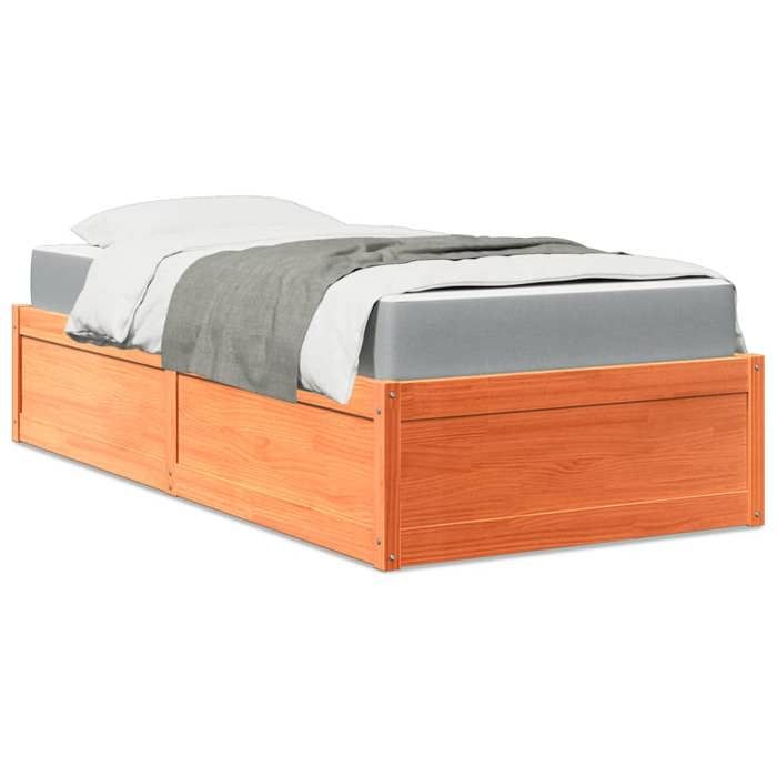 Maison Exclusive - Lit avec matelas cire marron 90x200 cm bois massif de pin