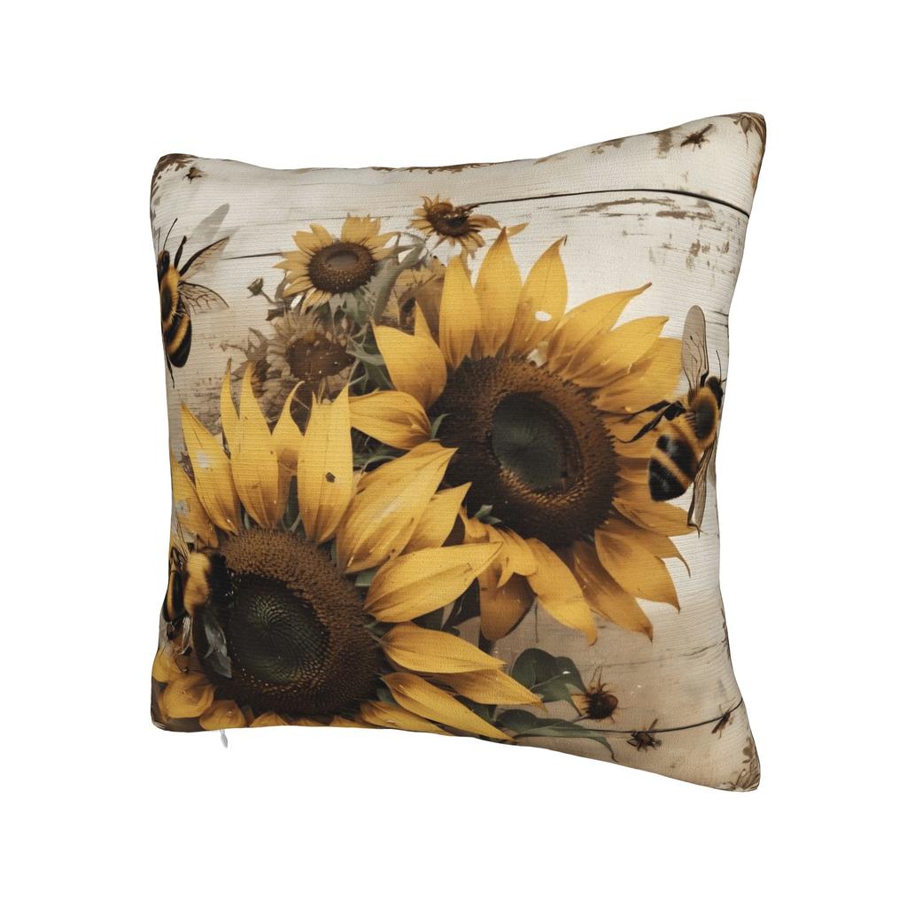 Sunflower Bee Pillow Cover  Comfy Cushion Cover Novelty Pillow Case For Living Room Chair