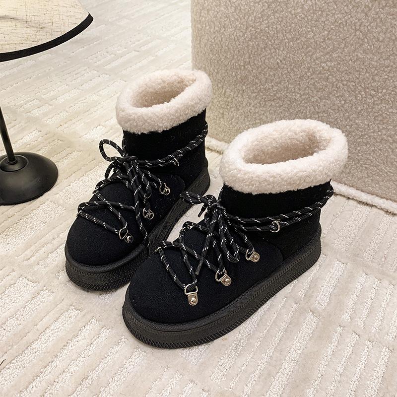 Fashion Comfortable and Warm Ankle Flat Snow Boots Slip-on Round Toe Mid Heel 2025 High Quality Ladies Shoes Concise Women's Boots