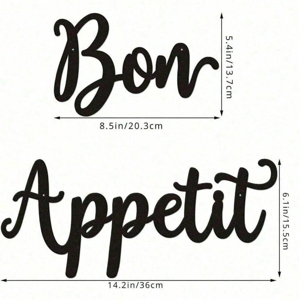 Vintage Bon Appétit Metal Wall Art Set of 2, Rustic Farmhouse Kitchen Decor & Housewarming Gift