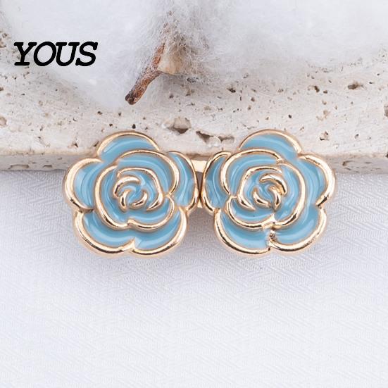 Comfortable Waist Support Pins 1 Pair Rose Tightener Pins, No-sew Pants Tighteners, Detachable Metal Flower for Jeans Skirts Waistband Narrowing