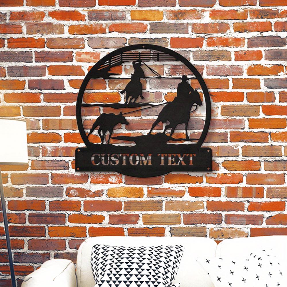 Unique Custom Team Roper Cowboy Horse Metal Wall Art Retro Home Decor Personalized Name