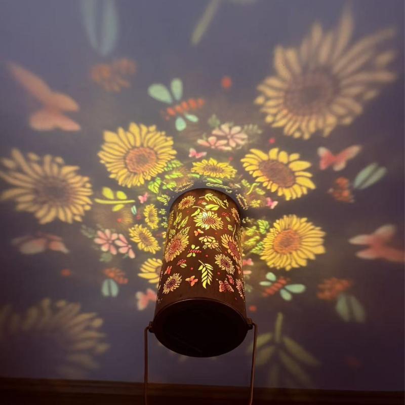 Colorful Sunflower Shadow Solar Lantern Outdoor Led Decor Light For Pathway Lawn Garden Patio Yard Home Night Lighting