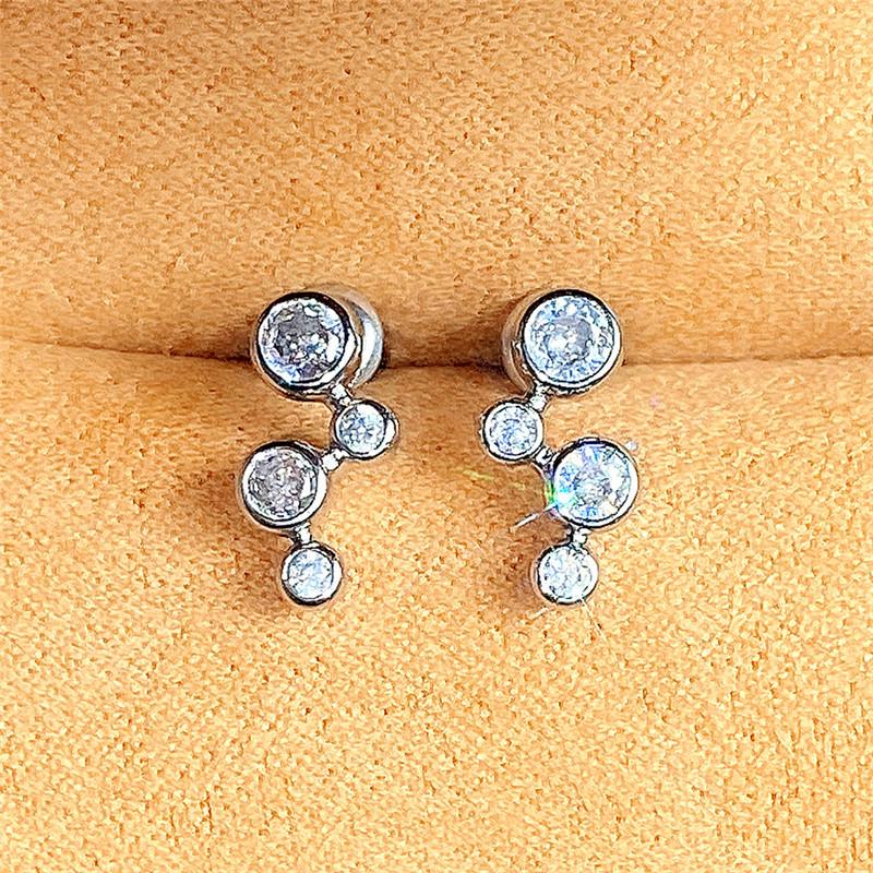 

BELLA BOX популярные женские серьги-гвоздики, универсальные посеребренные белые серьги с фианитом для свадьбы, вечеринки, повседневное сочетание, женские массивные ювелирные изделия, подарок