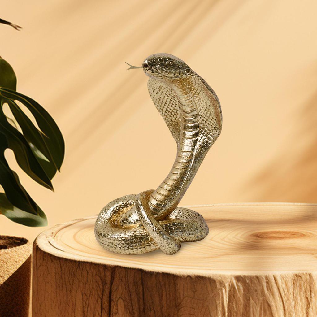 Snake Statue Home Decoration Collectible Art Crafts Creative Animal Sculpture for TV Cabinet Desk Bookshelf Office Tea Room