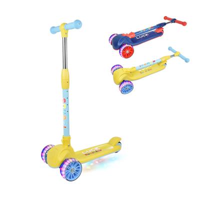 CCYCCL Folding Kick Scooter for Kids, 3-Wheel Scooter with 4 Adjustable Speeds, Steering, Rear Brake, Foot-Operated Controls, Foldable Design, Illumin
