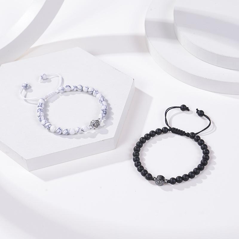 Projection Bracelet, European and American Fashion Bracelet, Available In 100 Languages, I Love You, Pink Crystal, Frosted Stone, Couple's Bracelet