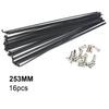 16Pcs 251mm-269mm MTB Mountain Bicycle Bike Wheel Steel Spokes Parts with Caps