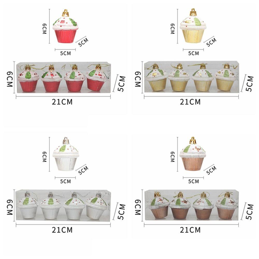 4pcs Plastic Painted Christmas Cake Pendant DIY Crafts Christmas Tree Decoration  Home Xmas Decor
