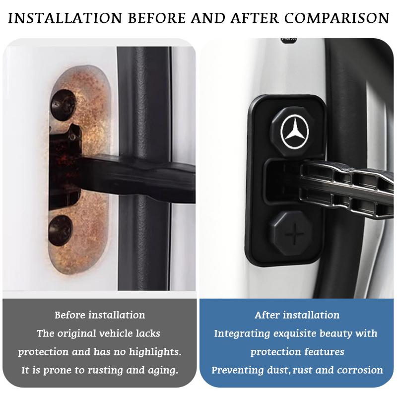 4pcs Car sticker For Mercedes-Benz A B C E G S V Class GLA GLC GLE Car Door Lock screw protective Silicone Case Anti-Collision ZF8