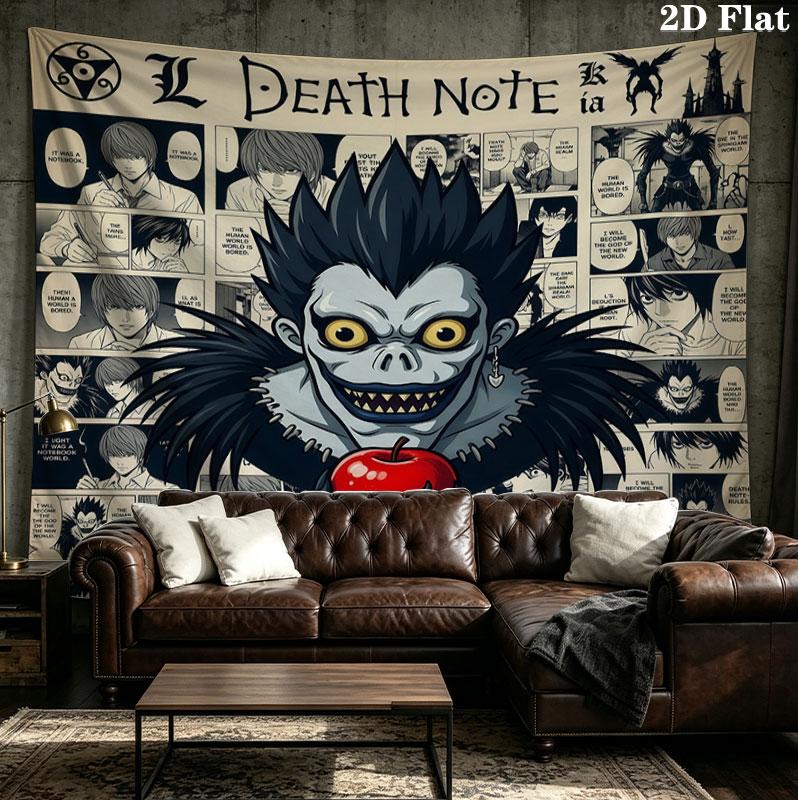 Arazzo da Parete Death Note Appeso Estetico Coperta in Tessuto Stampato Arazzi Decorativi per Camera da Letto Soggiorno Decorazioni per la Casa