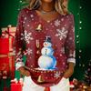 Women's Christmas Print Casual V-Neck Long Sleeve Top