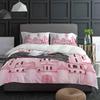 Pink Cartoon Castle White Bedding Set 3pcs Boys Girls Duvet Cover Pillowcase Kids Adult Quilt Cover Double Bed Set Home Textile
