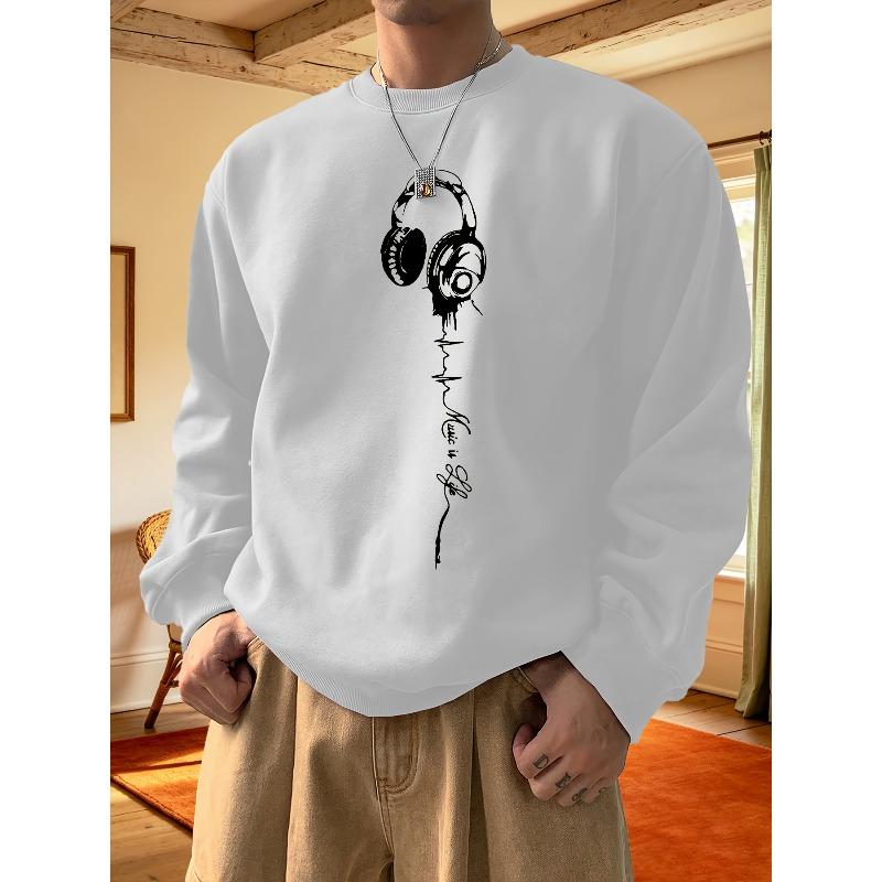 Men's Round-Neck Long-Sleeved Sweatshirt, Men's Top, Suitable for Daily Wear, Lightweight Sweatshirts, Outerwear for Fall and Winter Seasons
