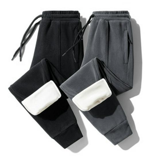 Men's Slim Fit Fleece Lined Winter Sports Sweatpants with Cuffs - Thickened Lambswool for Warmth