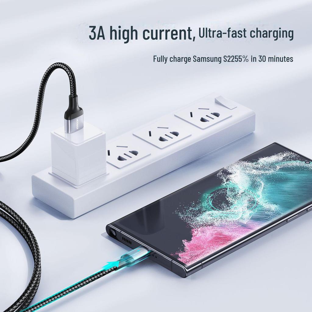 3A Fast Charging Type-C Cable with Indicator Light for Apple and Android Devices