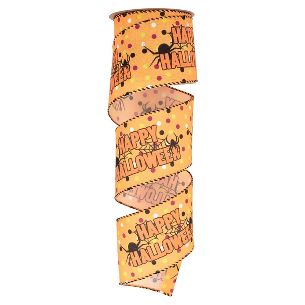 Decorative Wrapping Ribbon Wreaths Spider Pumpkin Print Ribbons 5 Yard 63mm Width DIY Handmade Ribbon Halloween Supplies