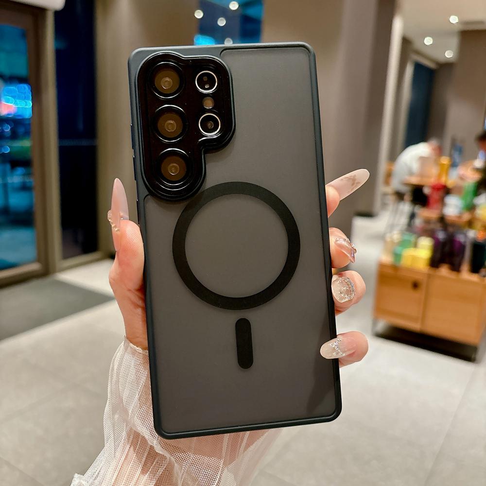 KEYSION Luxury Matte Translucent Magnetic Case for Samsung Galaxy S23 S24 Ultra 5G S23+ S24 FE Shockproof Armor Phone Cover