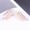 Pendientes trepadores de perlas de imitación para mujer, alta calidad, estilo lady, color oro rosa, joyería de moda, pendientes de clip, venta al por mayor E504