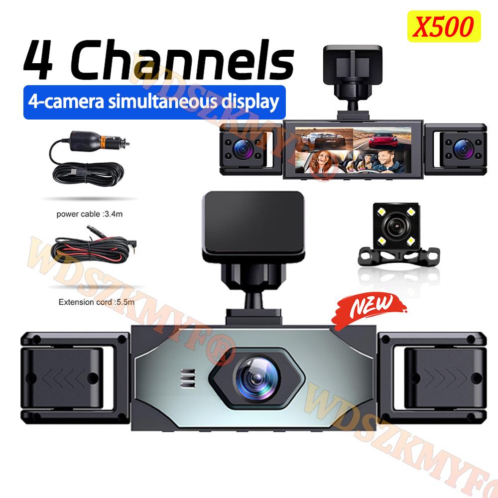 360° Car Dash Cam 4 Channels Video Recorder 1080P Car DVR 3 lens Front inside Rotatable and Rear View Black Box Car accessories