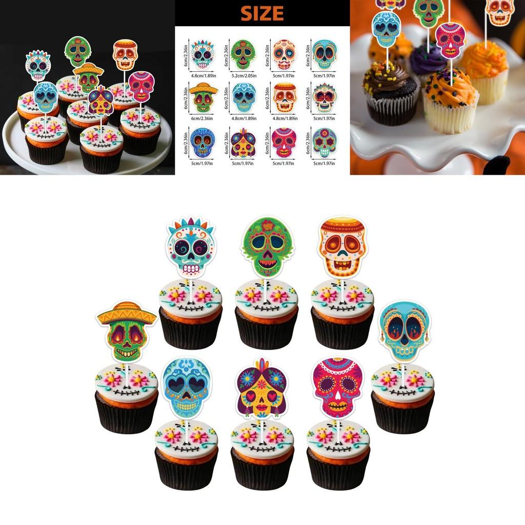 Skull Cake Flag Paper Party Decor For Halloween And Day Of The Dead Events