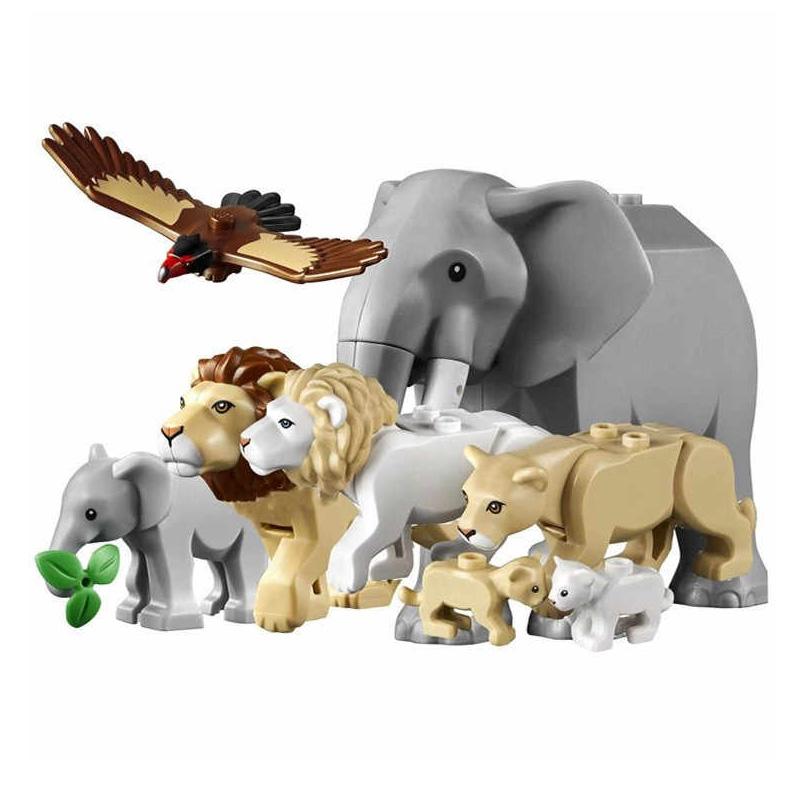 MOC Zwierzęta Zoo Klocki Słonie Tygrysy Słonie Małpy Łosie Niedźwiedzie Owce Wielbłąd Koń Krokodyl Lampart Mini Klocki DIY T11