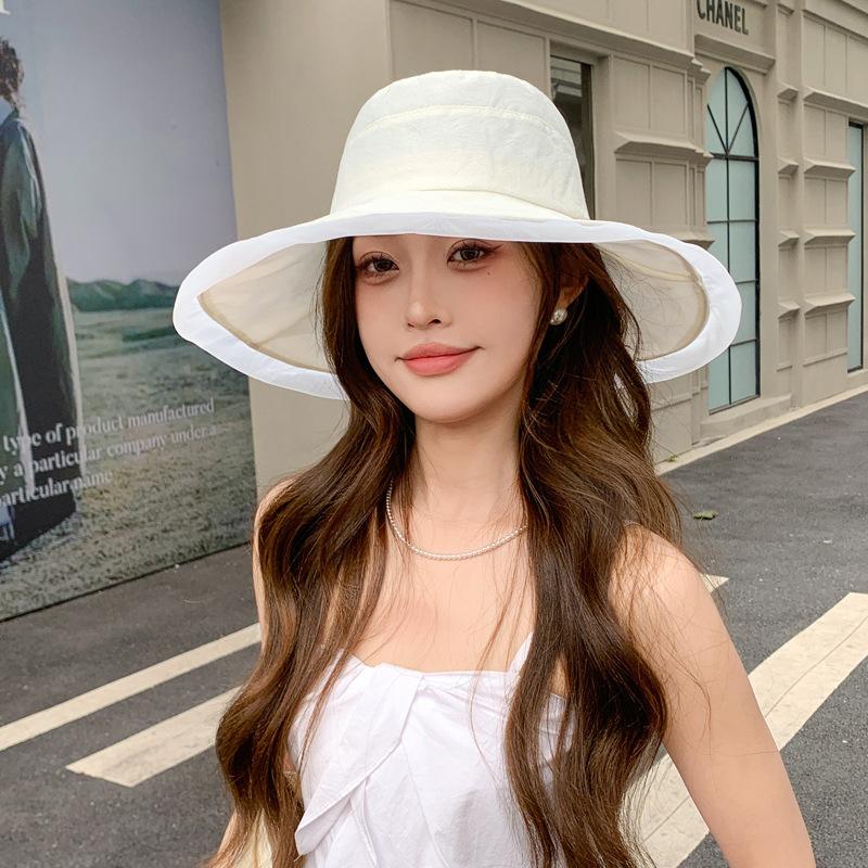 Summer new hat women's big edge sunshade bucket hat versatile outdoor sunscreen sun hat