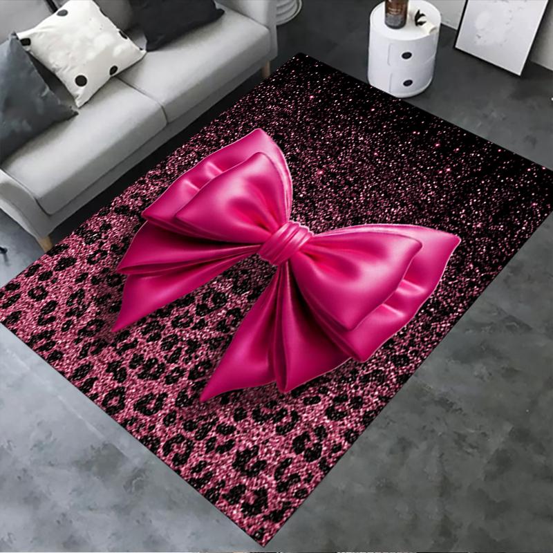 Nouveau Tapis Rose et Noir avec Nœud 2025 pour Salon Chambre Maison Décoration Canapé, Tapis de Sol Antidérapant pour Jouer les Enfants28