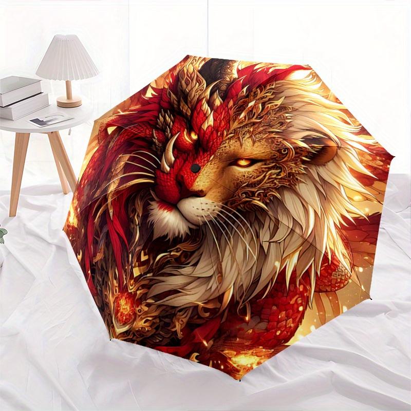 

1pc Golden Lion of Fire Automatic Opening and Closing Umbrella - Suitable for Various Occasions, Outdoor Activities, Lightweight and Durable Auto