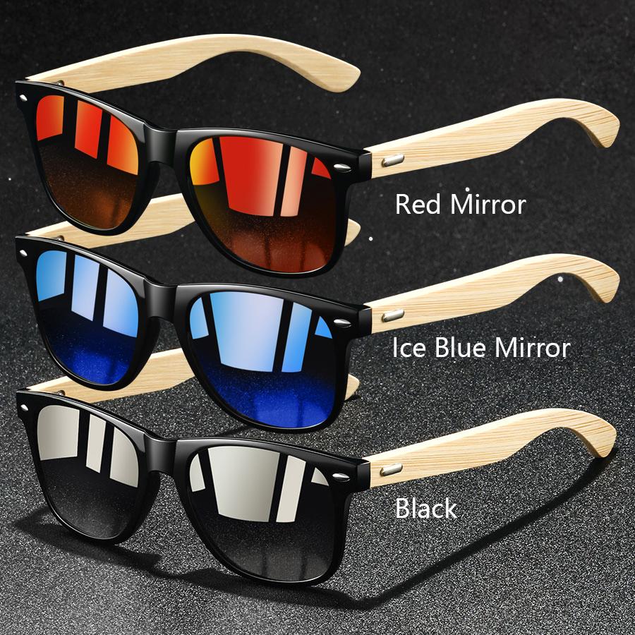 1PC Fashion Bamboo Wood Vintage Square Sunglasses UV400 Protection for Men Women Luxury Designer Sun Glasses Driving Fishing