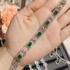 Camellia Women's High-End Elegant Artificial Emerald Bracelet Full Diamond Imitation Tourmaline Jewelry