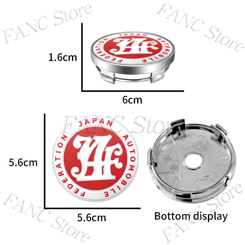 AAZD1 4Pcs 56/60mm JAF Japan Automobile Federation JDM Emblem Car Wheel Center Hub Cap Rim refit  Badge Cover Universal Sticker